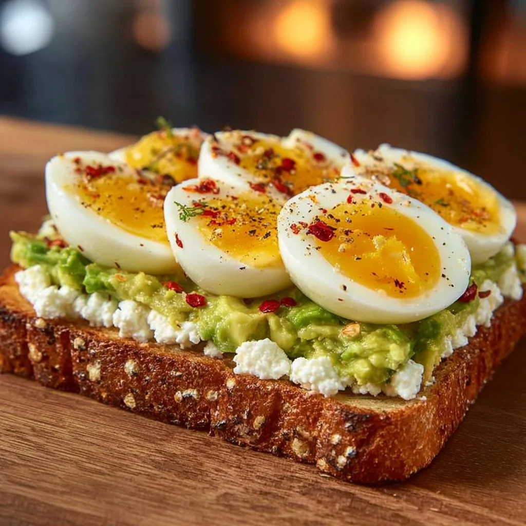 Delicious cottage cheese avocado toast topped with fresh herbs