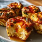Delicious cottage cheese egg bites served on a plate with herbs.