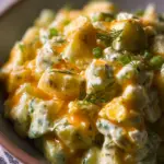 A bowl of cottage cheese egg salad garnished with fresh herbs.