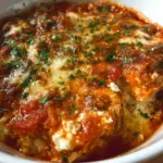 Delicious Cottage Cheese Lasagna Bowl topped with fresh herbs and cheese