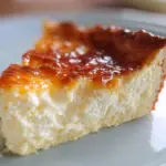 Delicious homemade Cottage Cheese Pie served on a rustic plate