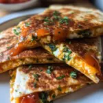 Delicious cottage cheese quesadillas on a plate, ready to be enjoyed.