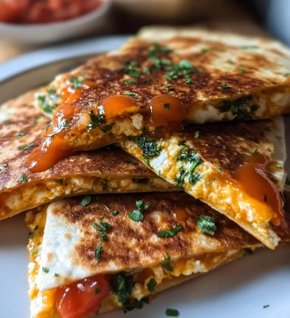 Delicious cottage cheese quesadillas on a plate, ready to be enjoyed.