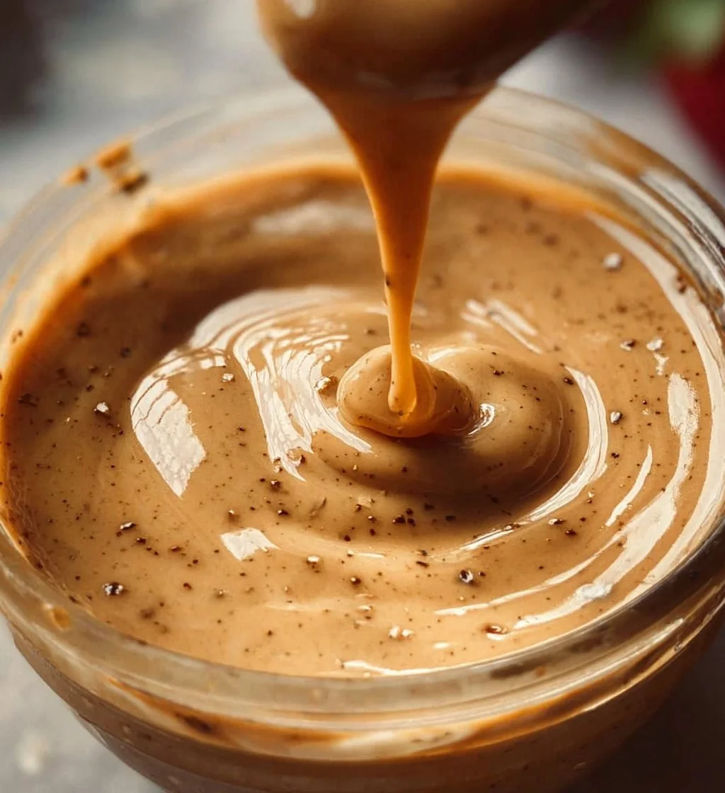 Creamy balsamic dressing served over a fresh salad