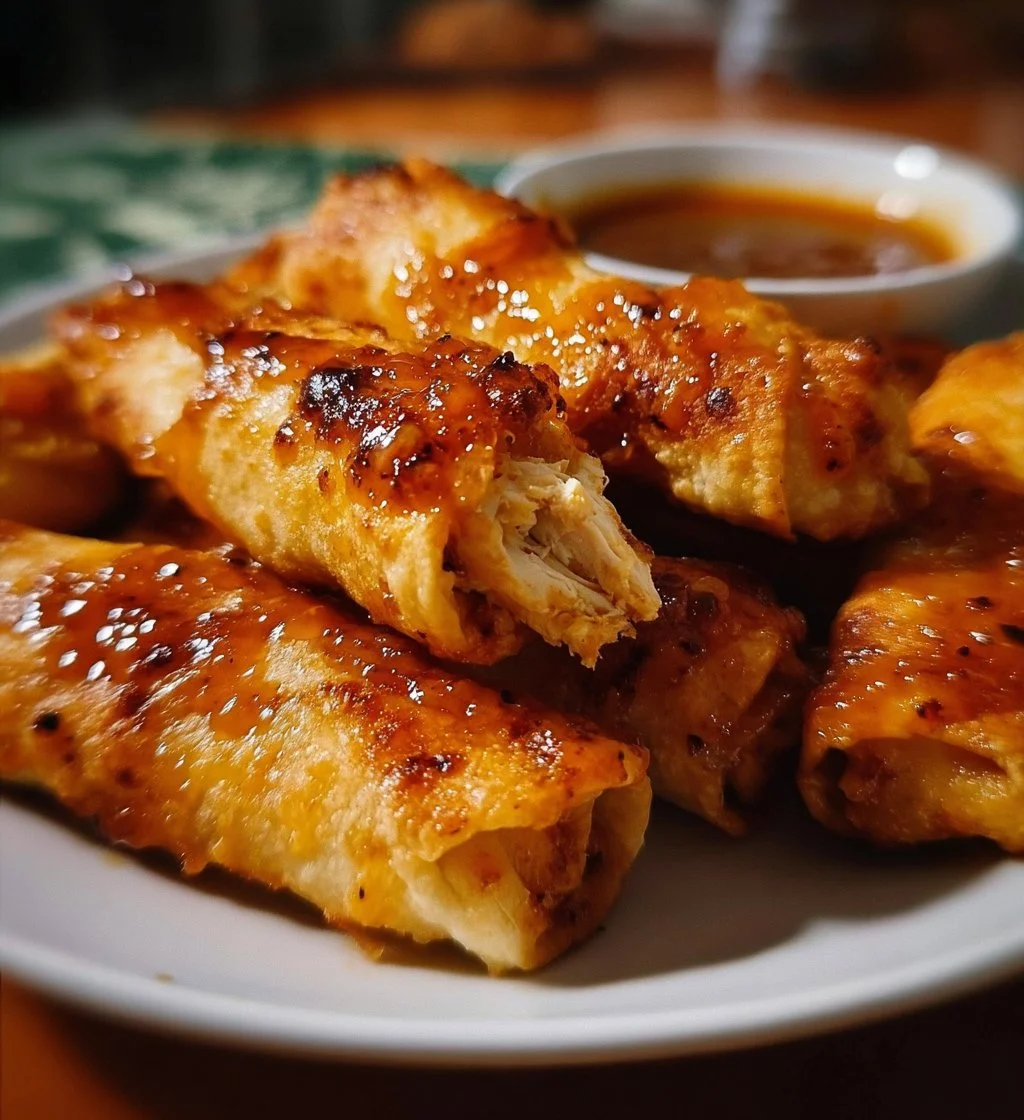 Crispy chicken taquitos served with salsa and toppings
