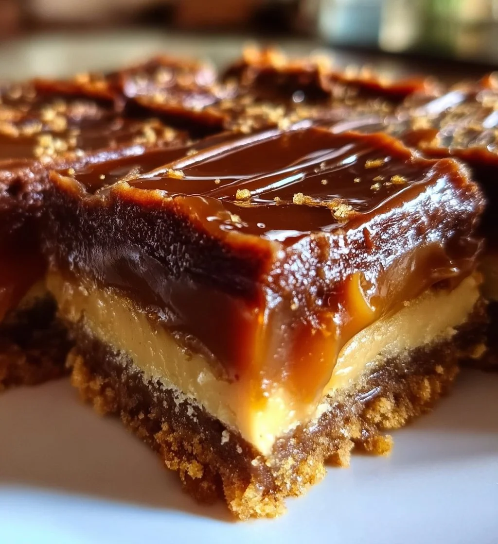 Delicious Biscoff Millionaires Shortbread with caramel and chocolate layers