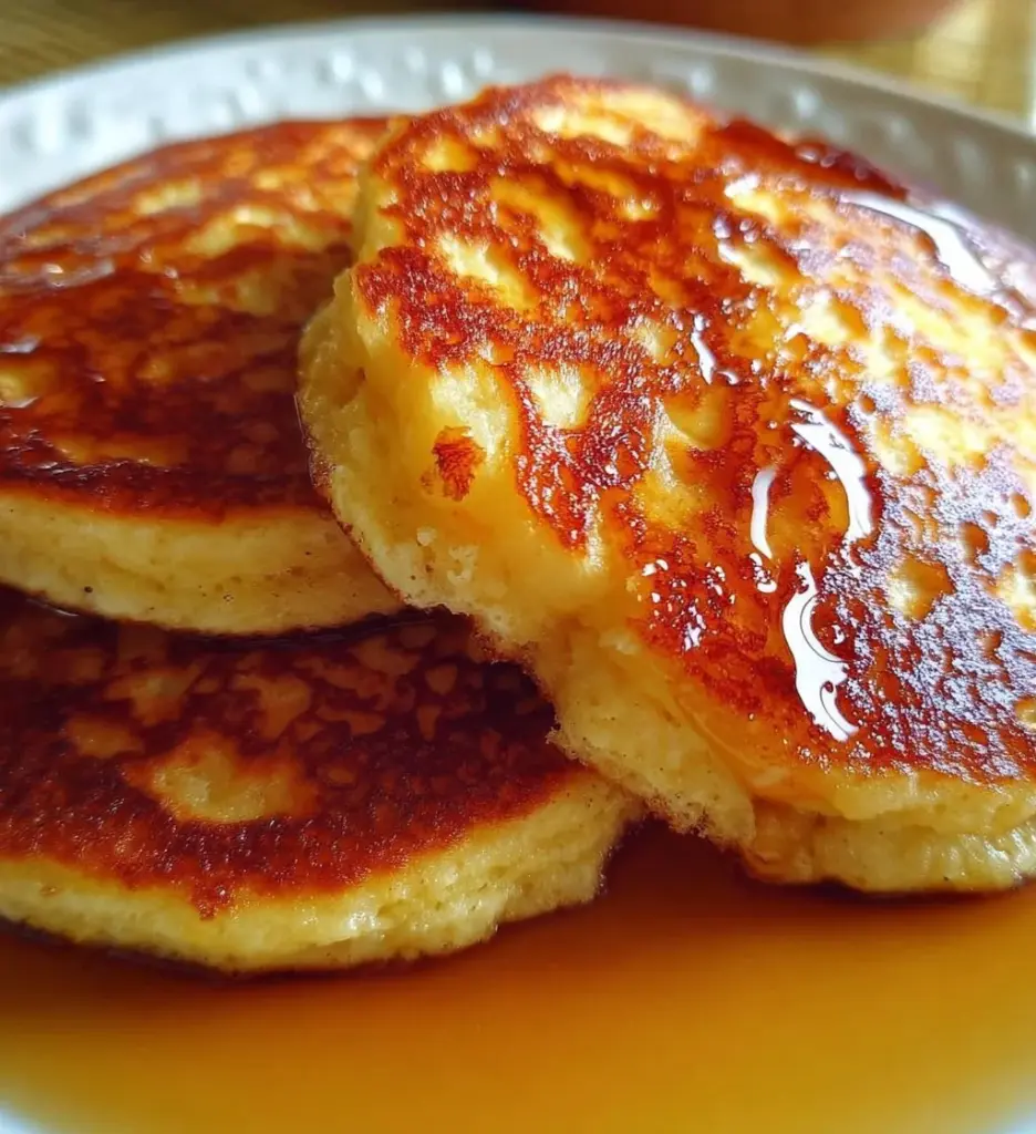 Stack of fluffy Greek yogurt pancakes made with almond flour