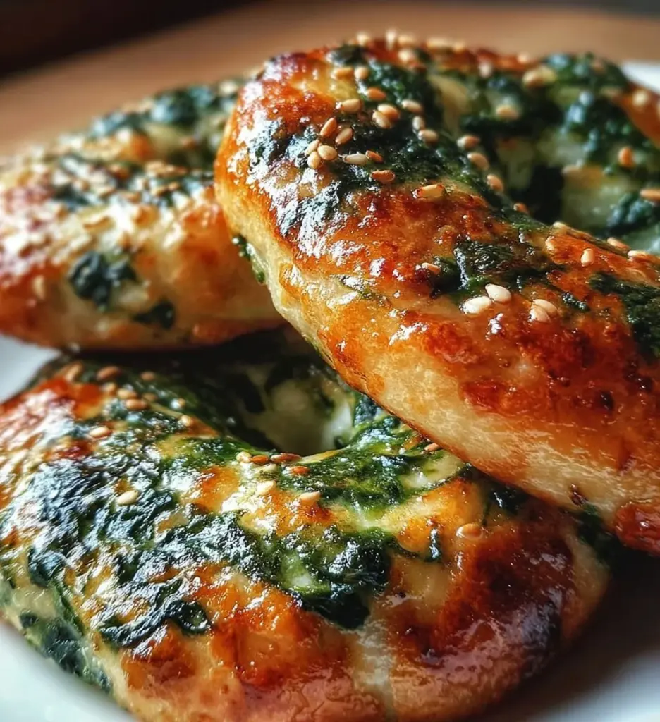 Easy spinach cottage cheese flat bagels recipe