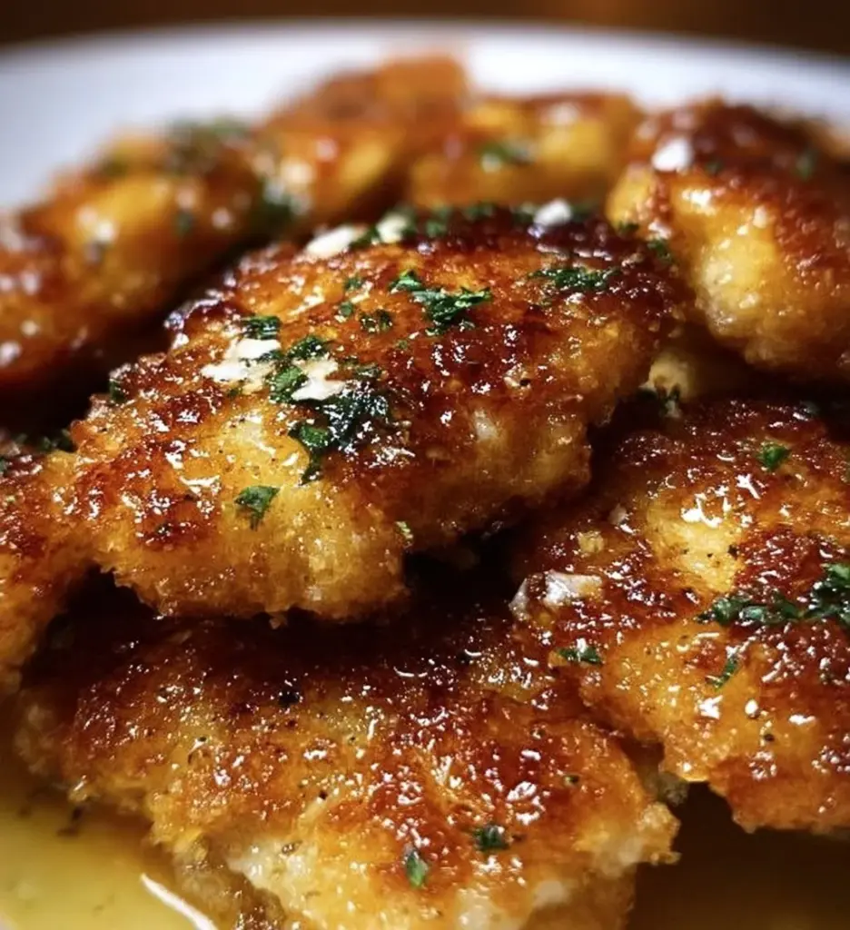 Easy zesty lemon pecorino crispy chicken plated and garnished