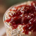 Filling date overnight oats with chia seeds in a bowl for a healthy breakfast