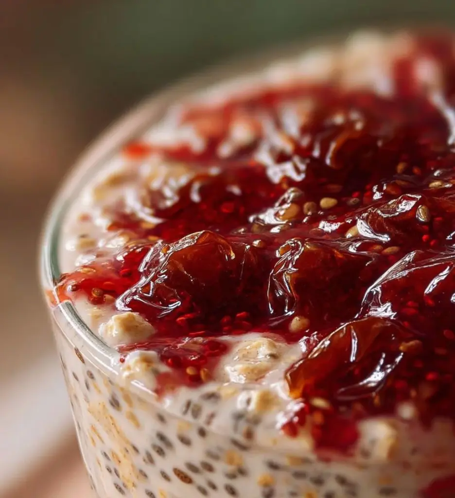 Filling date overnight oats with chia seeds in a bowl for a healthy breakfast