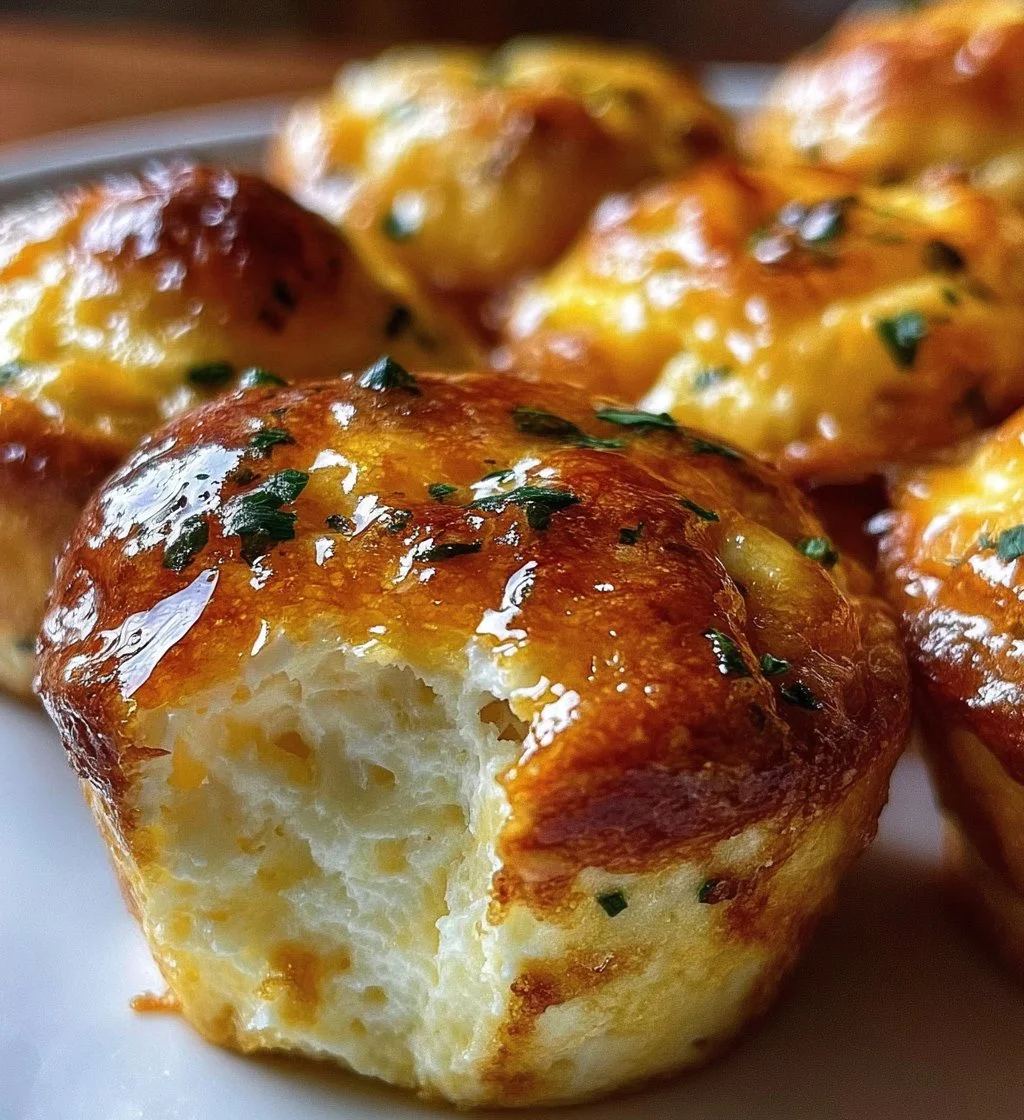 Fluffy cottage cheese egg muffins displayed on a wooden table