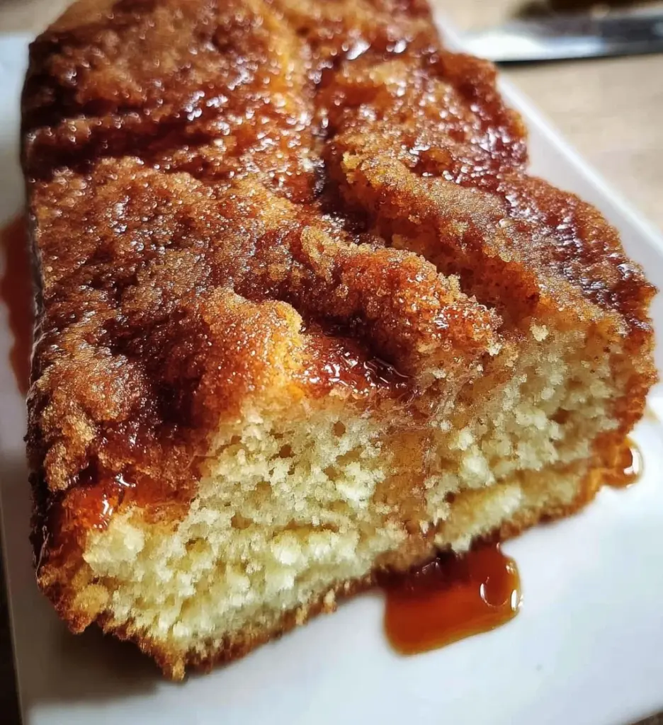 Slice of Greek Yogurt Coffee Cake on a plate with a cup of coffee