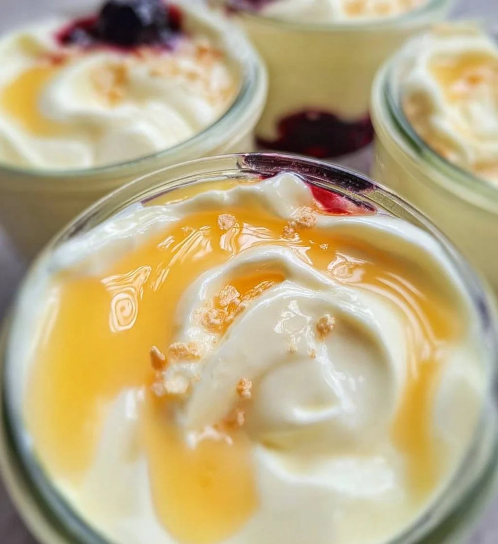 High protein vanilla pudding made with Greek yogurt in a bowl