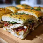 Italian Turkey Focaccia Sandwich with fresh herbs and ingredients