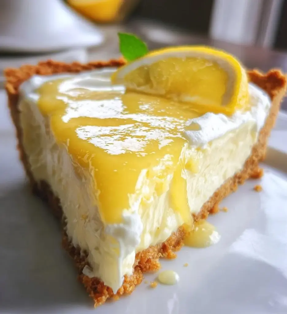 Delicious Lemon Mascarpone Cream Pie with lemon zest and creamy filling