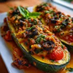 Mediterranean stuffed zucchini filled with flavorful ingredients