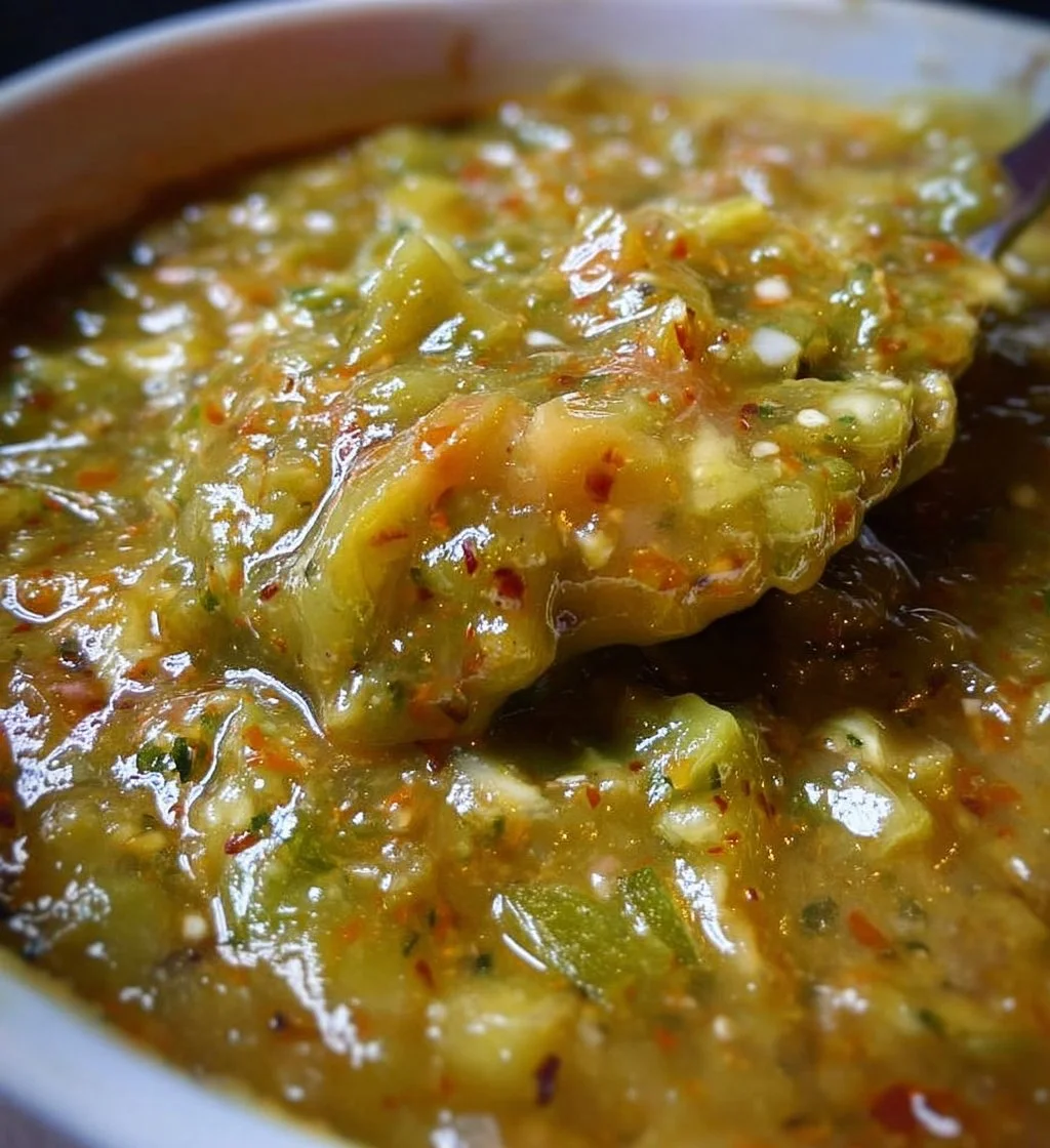 Bowl of Mexican Avocado Tomatillo Spicy Salsa with fresh ingredients