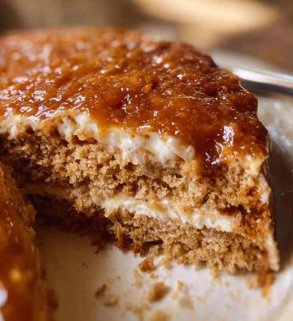 Delicious Oatmeal Cream Pie Cake topped with creamy filling and oatmeal cookies