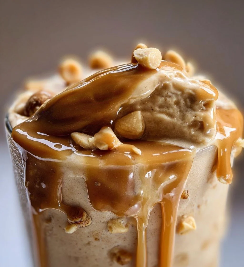 Peanut Butter Banana Protein Shake in a glass with a banana and peanut butter