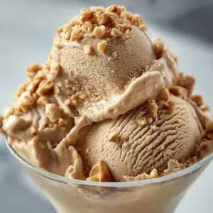 Delicious Peanut Butter Greek Frozen Yogurt topped with nuts and chocolate