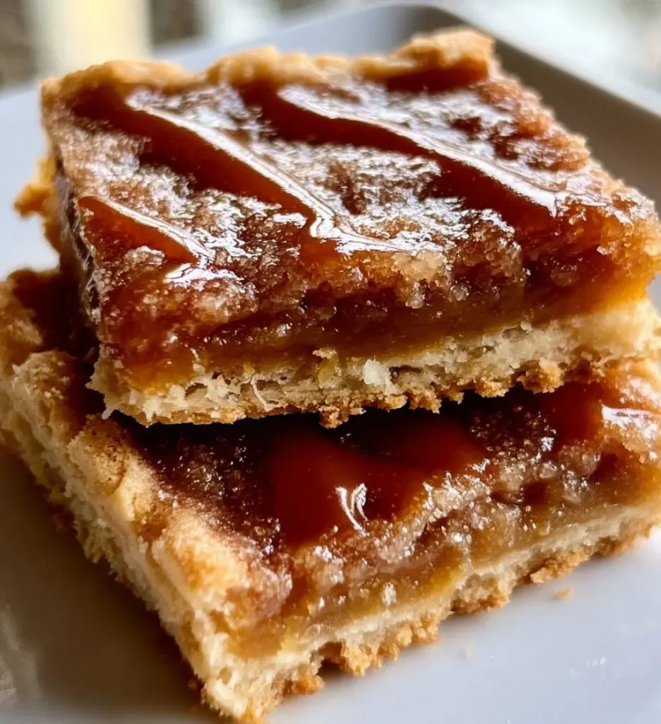 Salted Caramel Brown Sugar Cinnamon Sourdough Pop Tart Bars on a plate