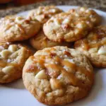 Delicious salted caramel white chocolate cookies on a plate