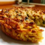 Delicious homemade savory potato pie served on a elegant plate.
