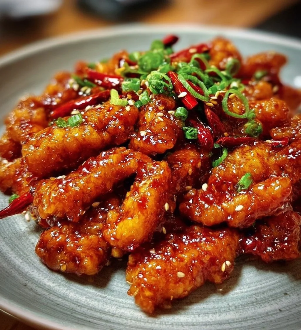 Delicious Spicy Dragon Chicken dish served with vibrant vegetables