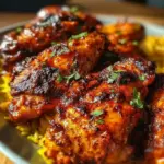 Plate of Spicy Peri Peri Chicken served with sides and sauce