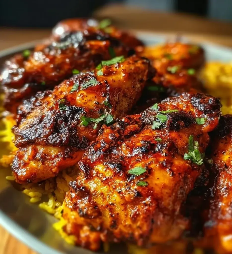 Plate of Spicy Peri Peri Chicken served with sides and sauce