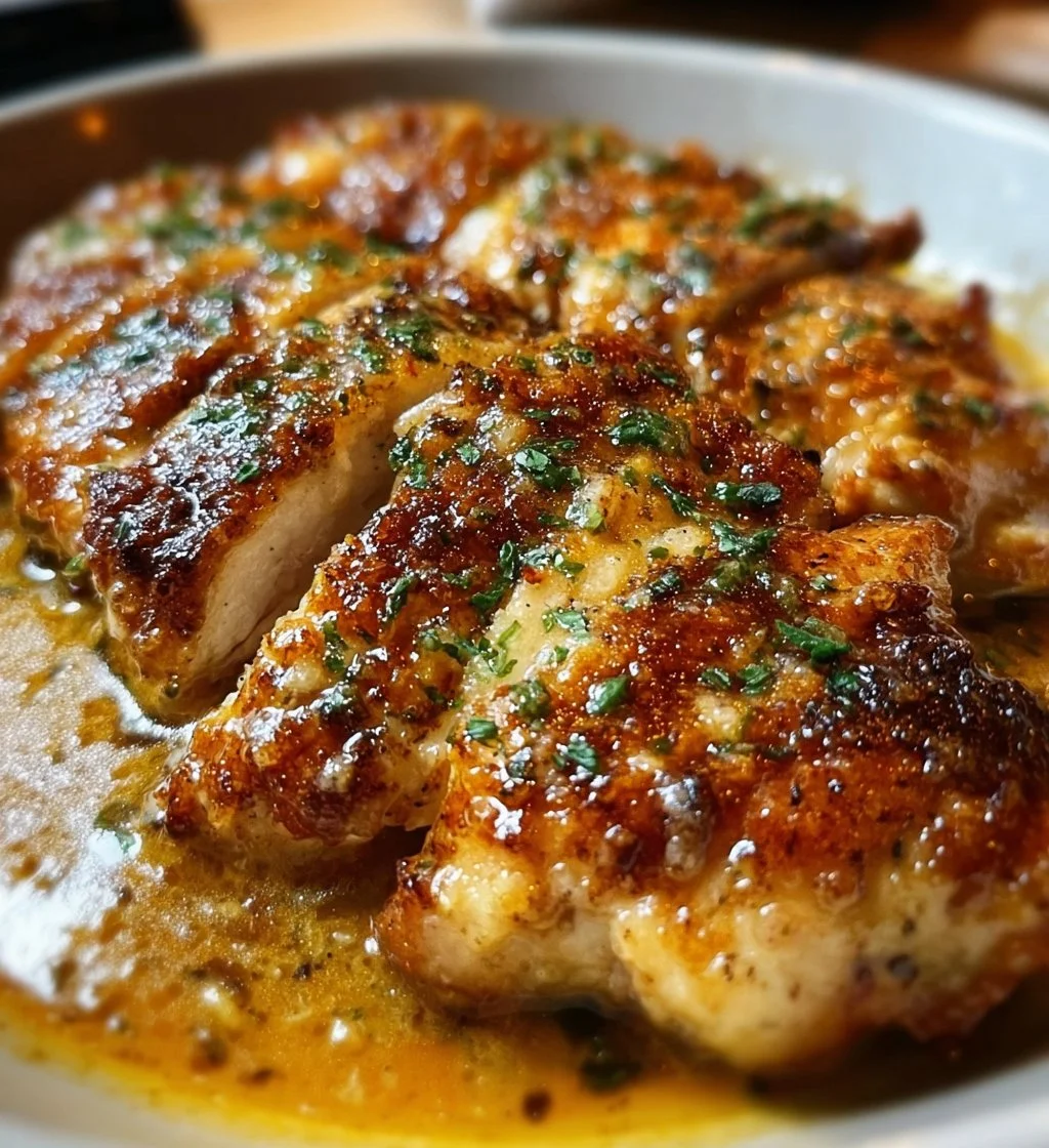 Delicious Steakhouse Parmesan Chicken served with garnishes