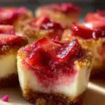 Delicious Strawberry Crunch Cheesecake Bites topped with crunch for a perfect dessert