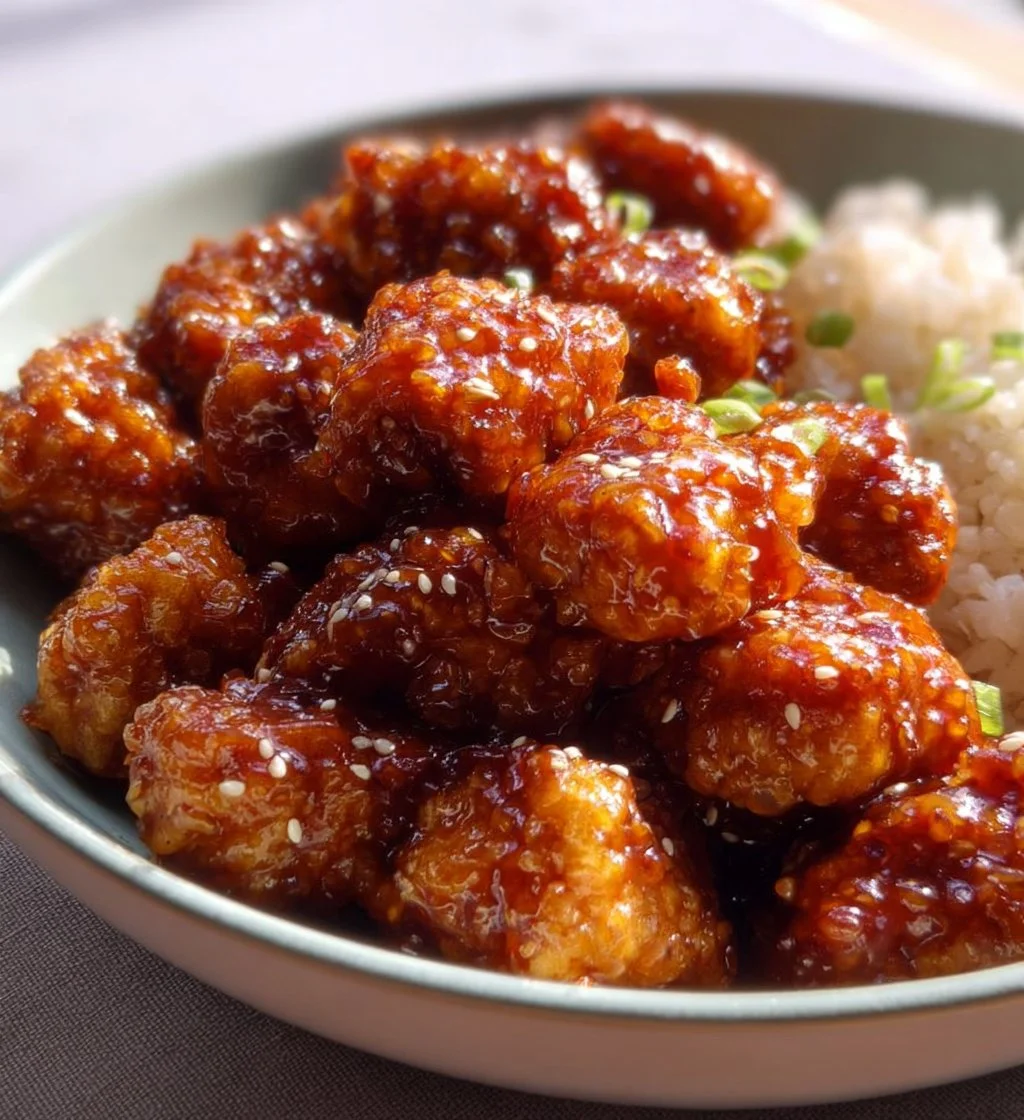 Delicious Sweet and Sour Chicken Bites served on a plate with dipping sauce