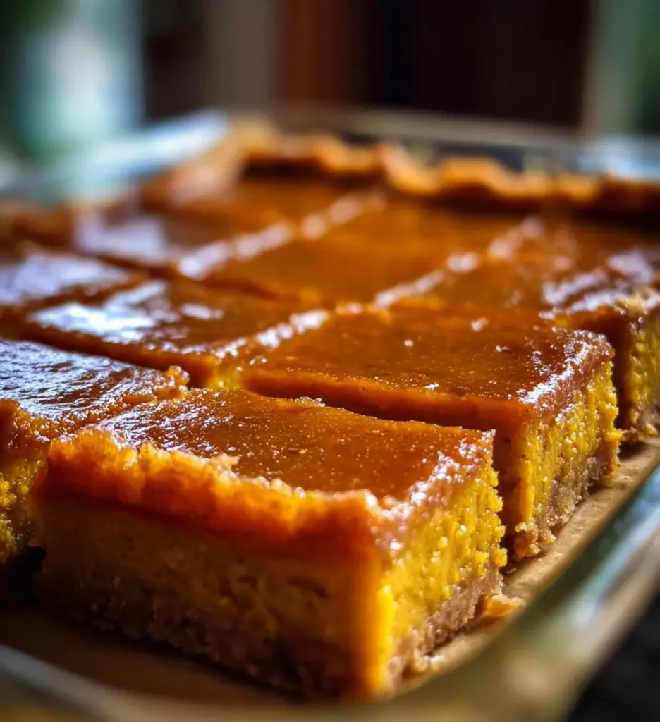 Delicious sweet potato pie bars topped with creamy filling and spices