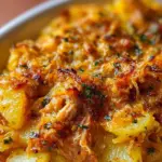 A delicious Tuna Potato Bake with melted cheese and golden potatoes