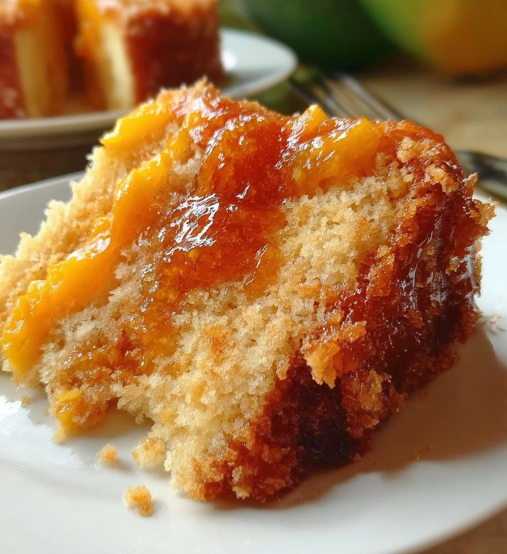 Ultimate vegan mango coconut cake decorated with fresh mango slices