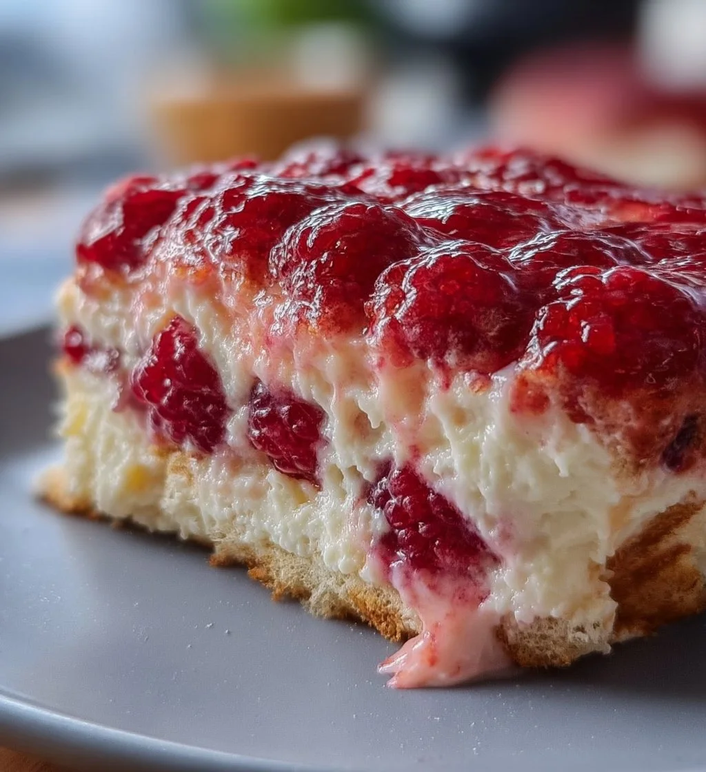 Delicious White Chocolate Raspberry Tiramisu dessert served on a white plate